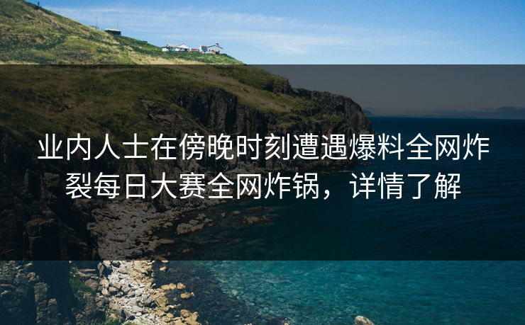业内人士在傍晚时刻遭遇爆料全网炸裂每日大赛全网炸锅,详情了解