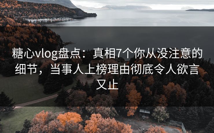糖心vlog盘点:真相7个你从没注意的细节,当事人上榜理由彻底令人欲言又止 糖心vlog盘点:真相7个你从没注意的细节,当事人上榜理由彻底令人欲言又止