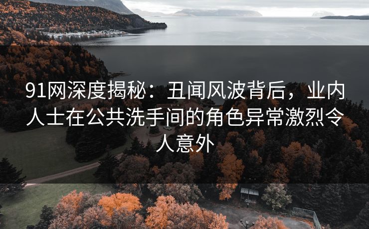 91网深度揭秘：丑闻风波背后，业内人士在公共洗手间的角色异常激烈令人意外