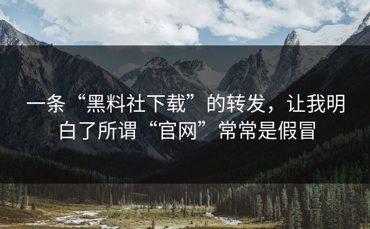 一条“黑料社下载”的转发，让我明白了所谓“官网”常常是假冒